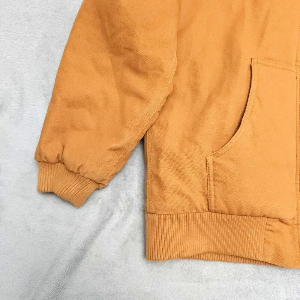 Carhartt Jacket Youth Size Large ( 14-16) Tan Duck Canvas Insulated Quilt Lined